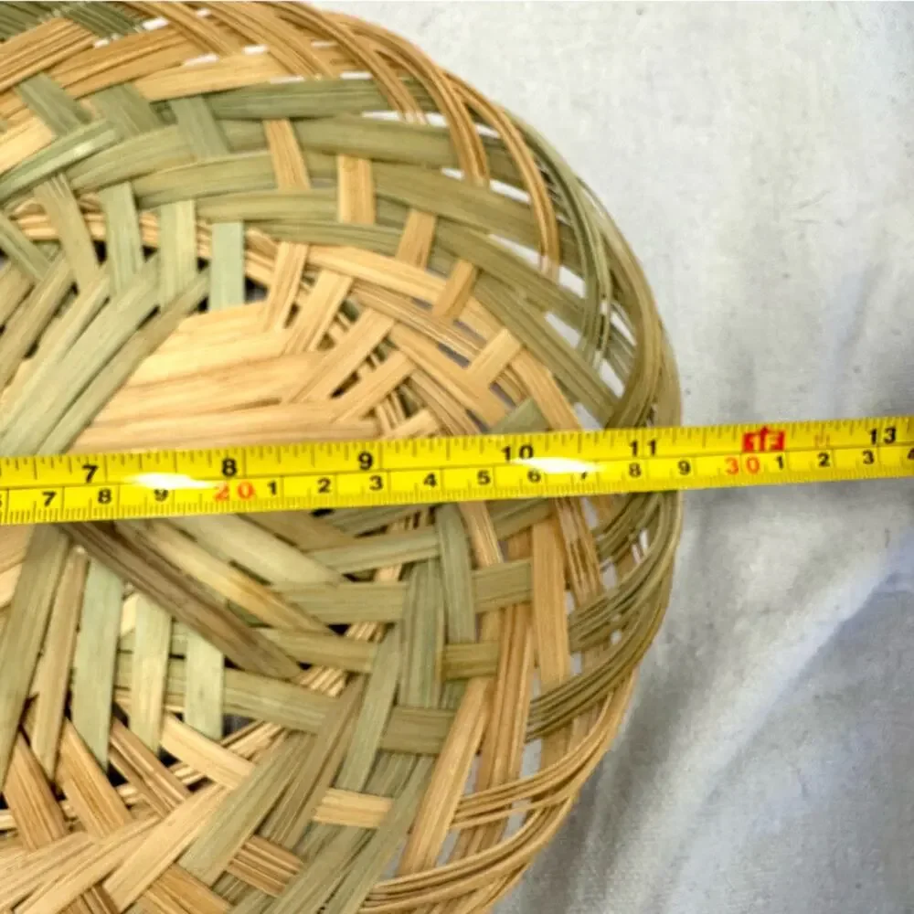 Vintage set of 2 southwest boho woven wicker basket/tray in natural & greens‎